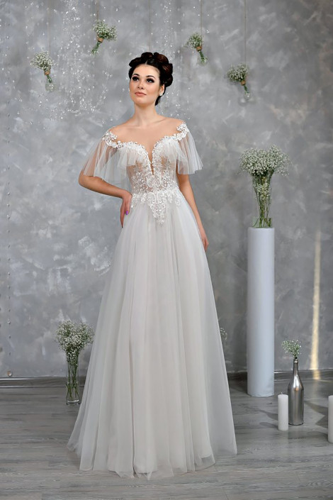 Romantisches A-Linie knielanges Tüllbrautkleid im Boho-Stil, elegantes Chiffon Brautkleid, Ariadna