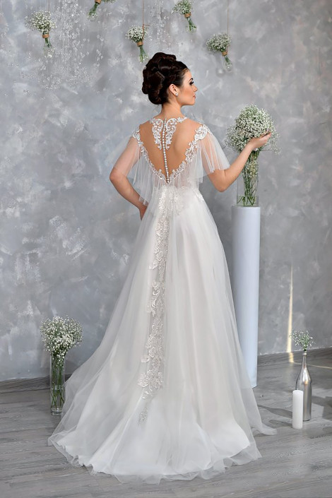 Romantic Boho wedding dress, Tulle wedding gown, A-line wedding dress, Elegant chiffon bridal gown, Ariadna 