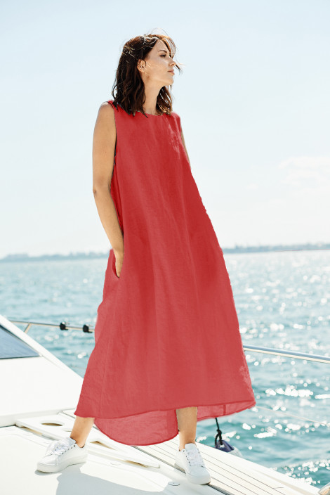 Dress Camilla linen ruby red 