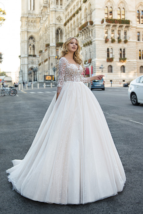  A-Linie weißes Tüll Spitze Brautkleid im Boho -Stil, elegant und sexy Hochzeitskleid, Esmeralda.