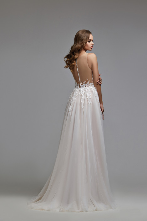 Boho wedding dress, Blush mesh bridal gown, Romantic prom dress, Beautiful engagement dress, Teresa 